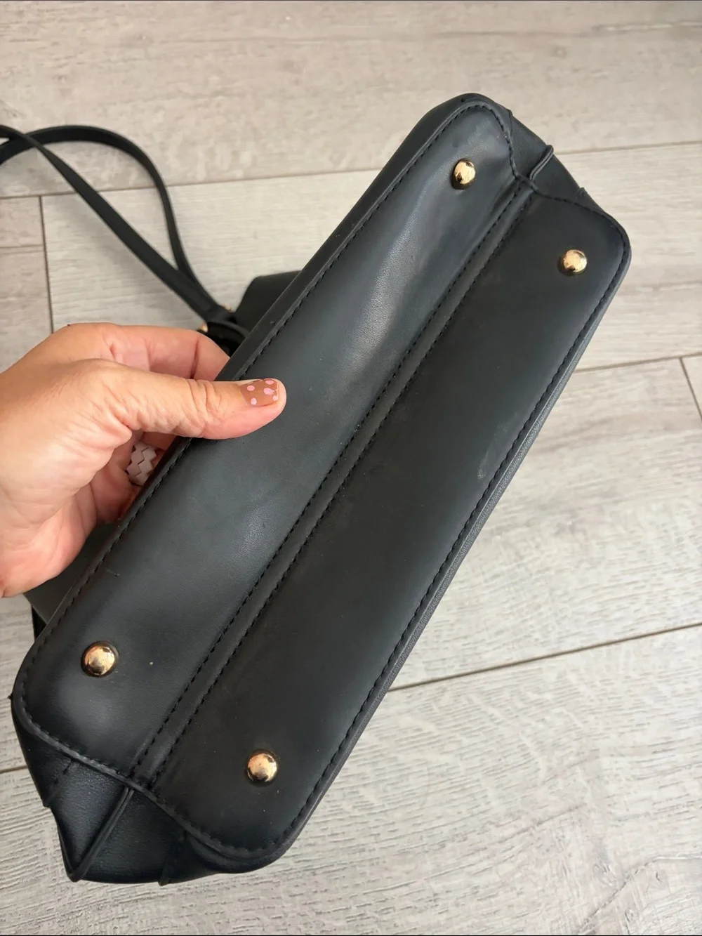 David jones Sicily tote leather black large gold details